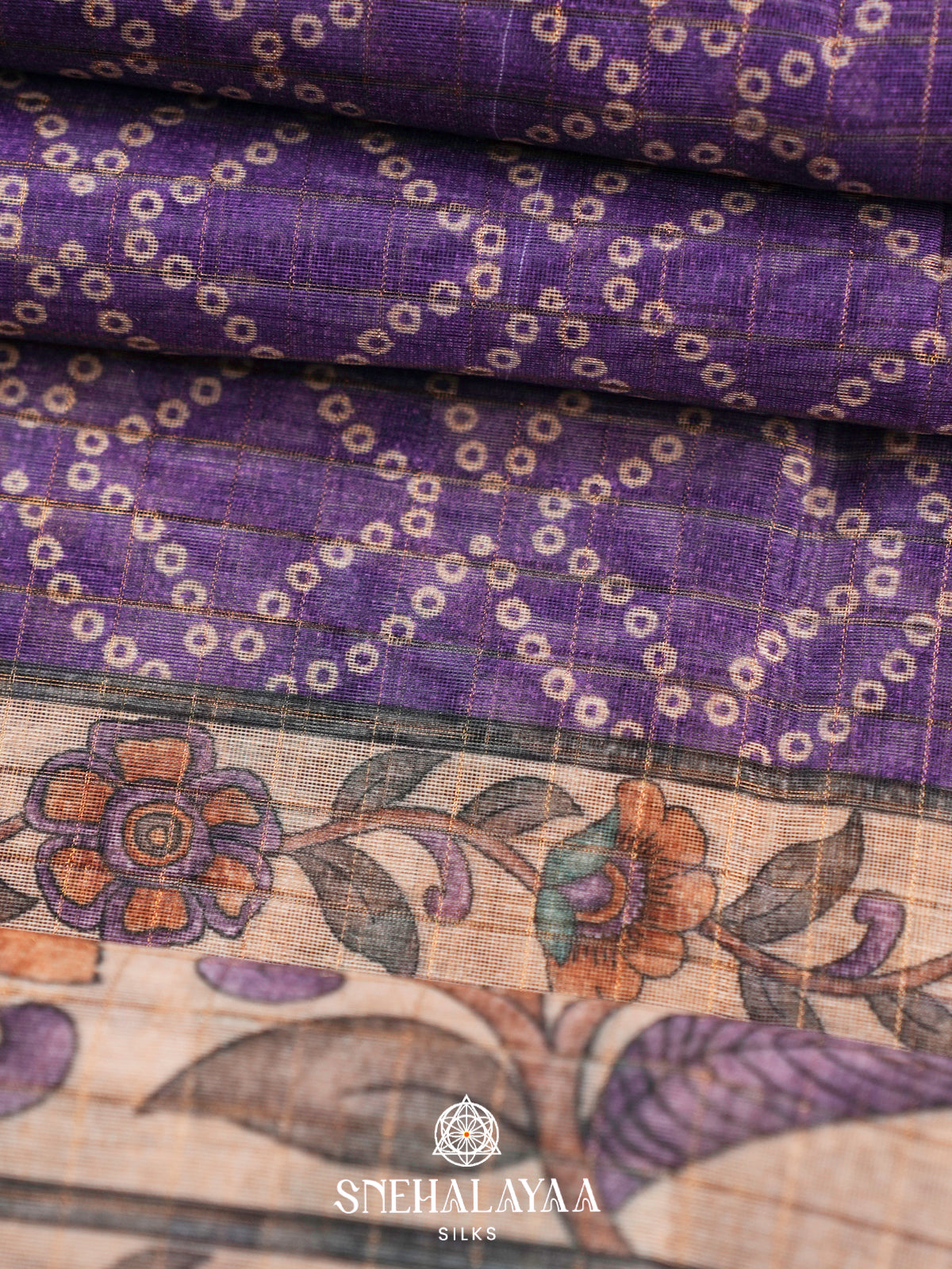 Purple  Linen Saree