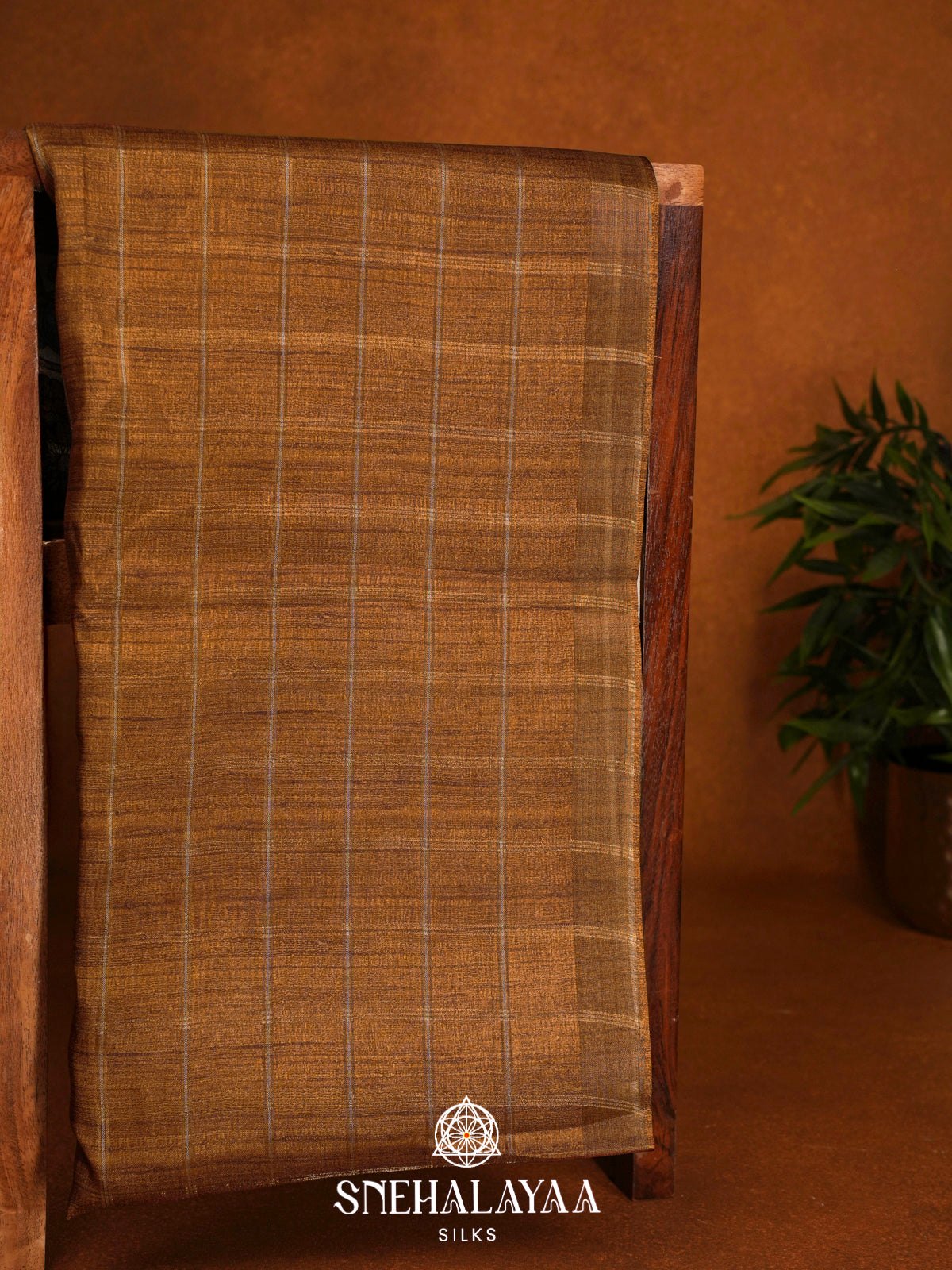 Brunt Orange  Tussar Saree