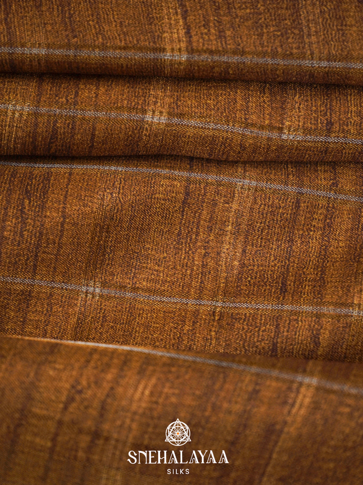 Brunt Orange  Tussar Saree