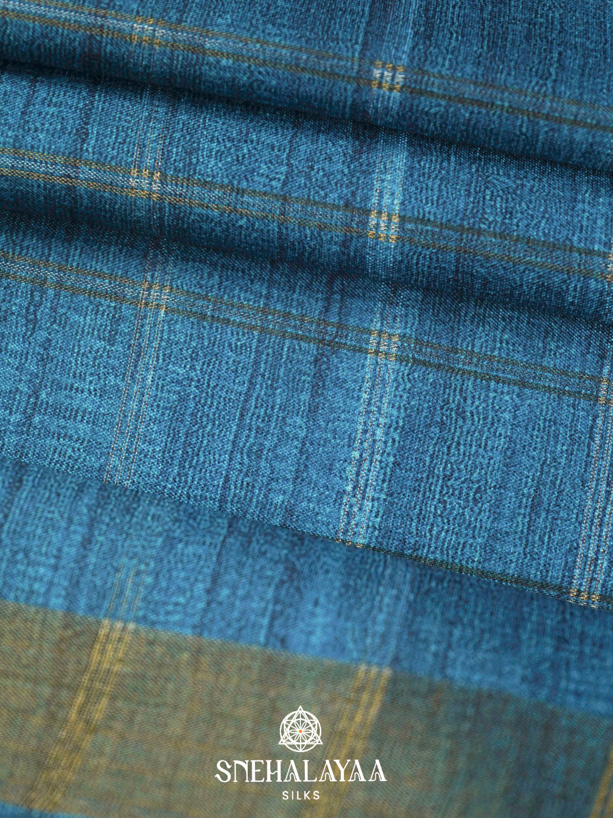 Peacock Blue  Tussar Saree
