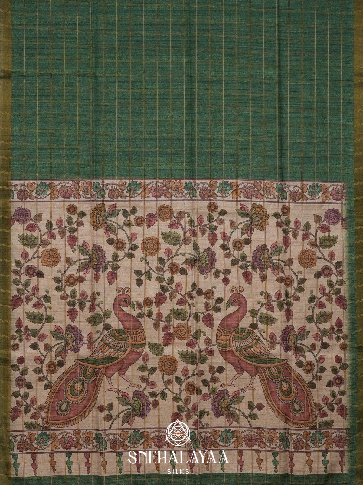 Forest Green  Tussar Saree