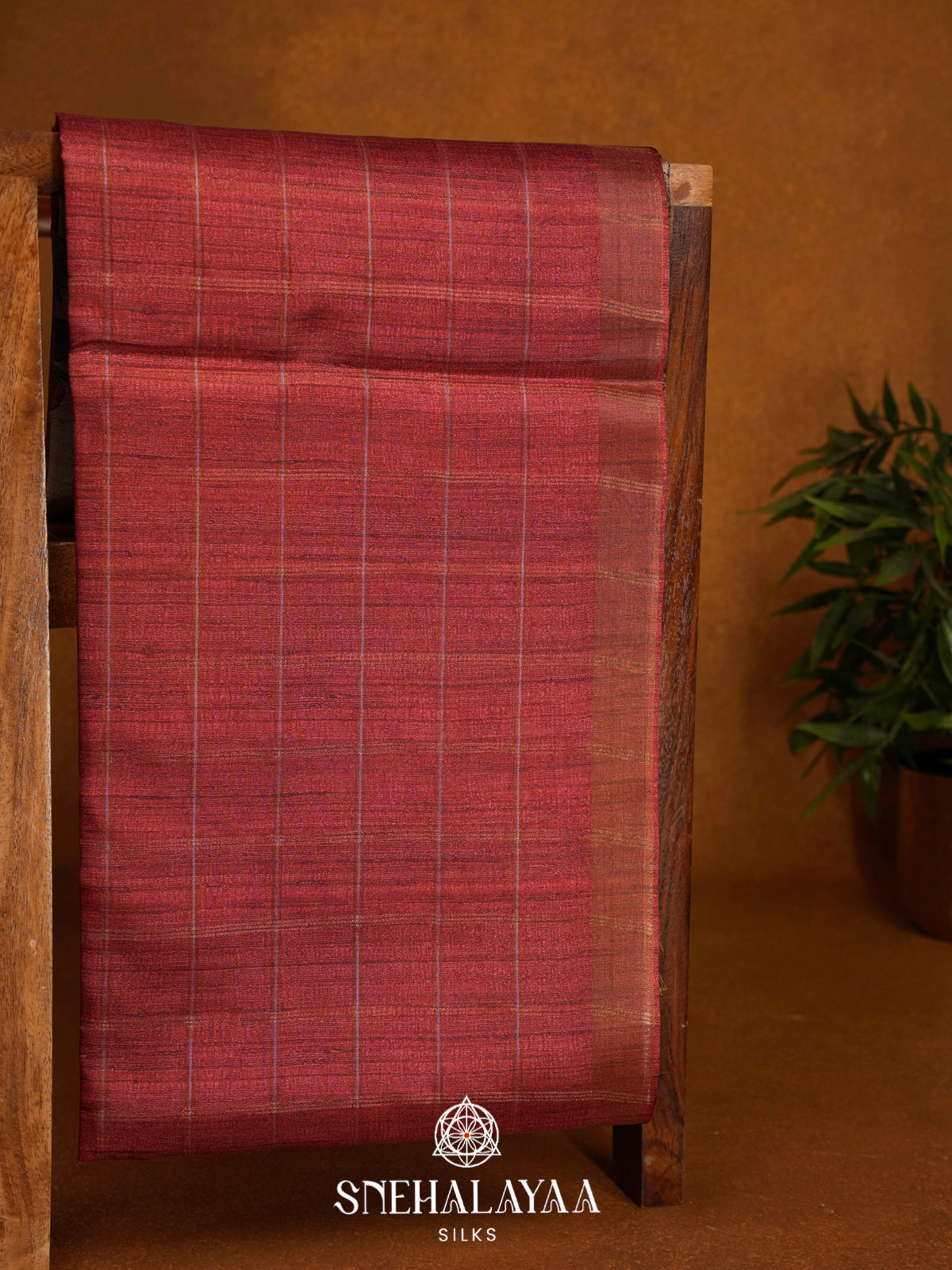 Maroon  Tussar Saree