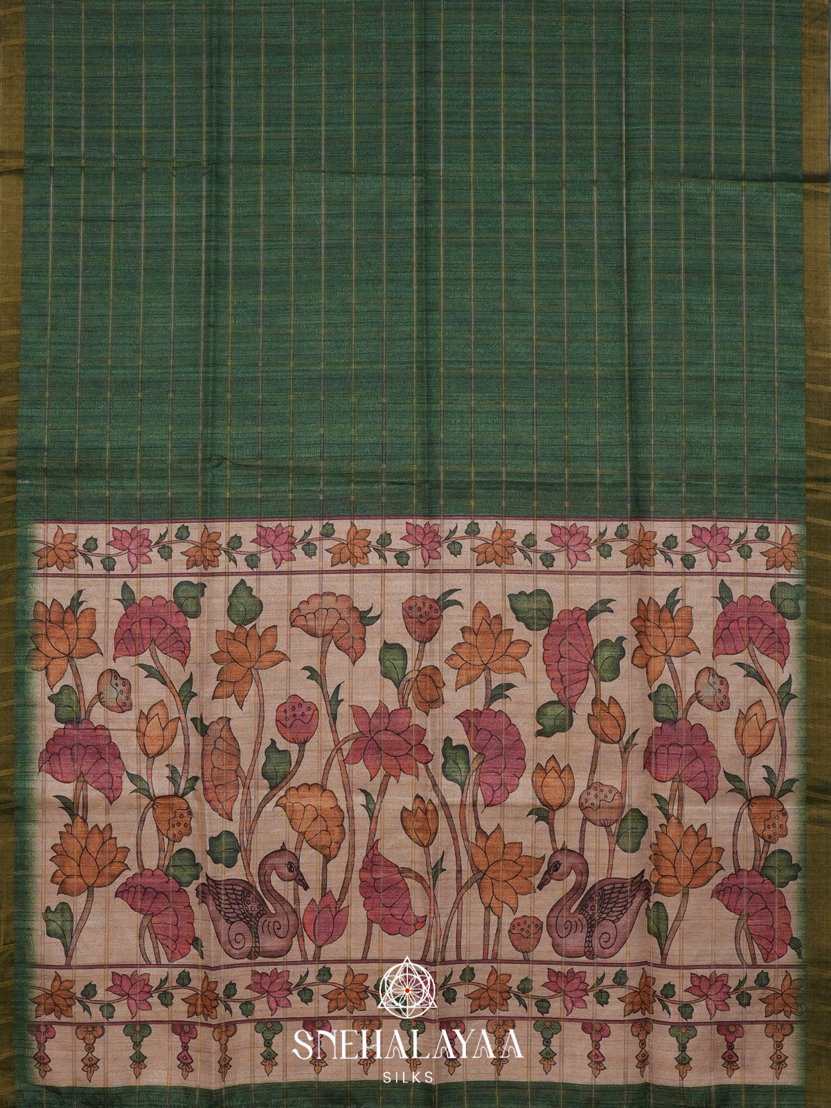 Forest Green  Tussar Saree