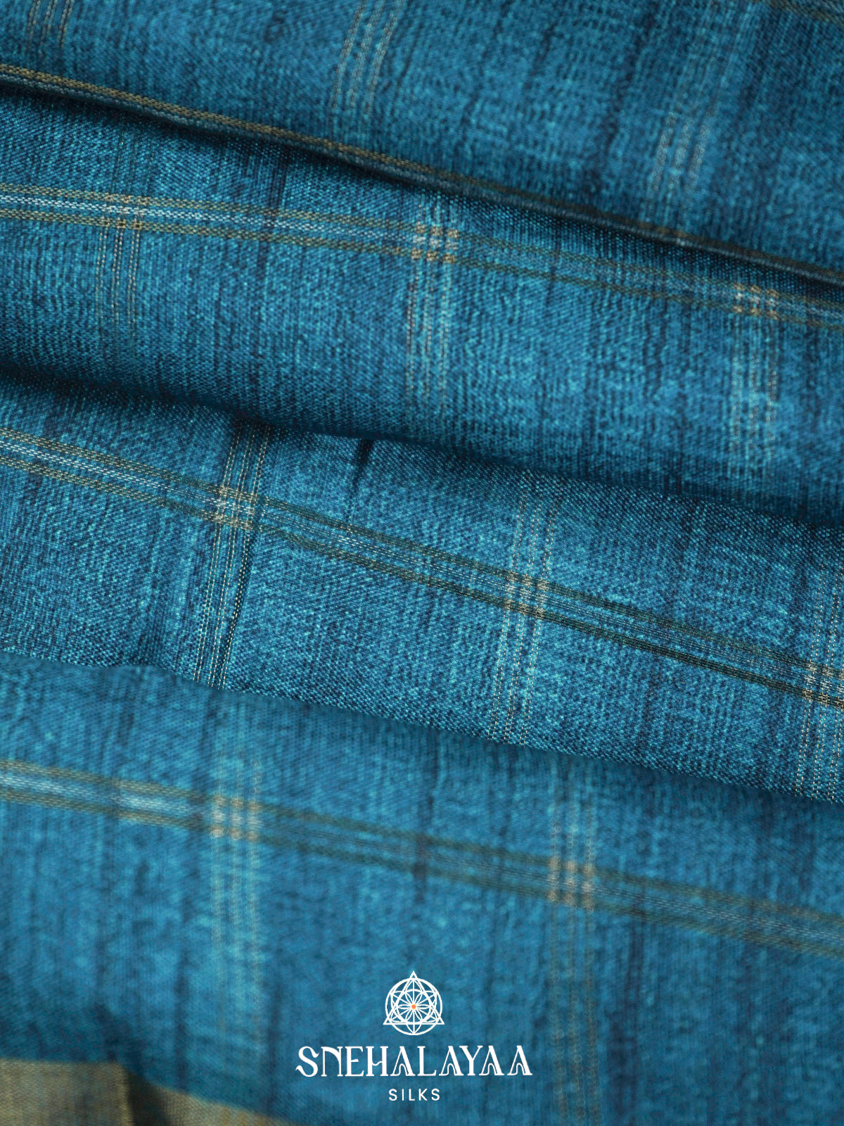 Peacock Blue  Tussar Saree