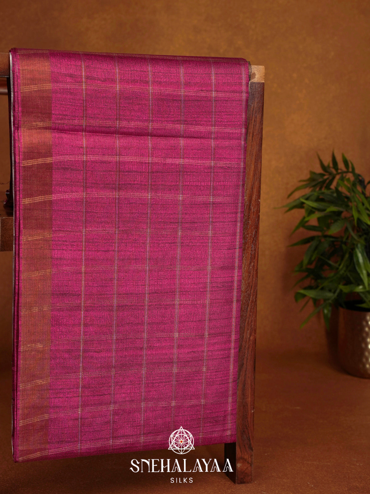 Magenta Pink  Tussar Saree