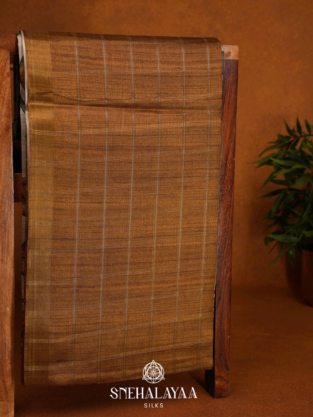 Brunt Orange  Tussar Saree