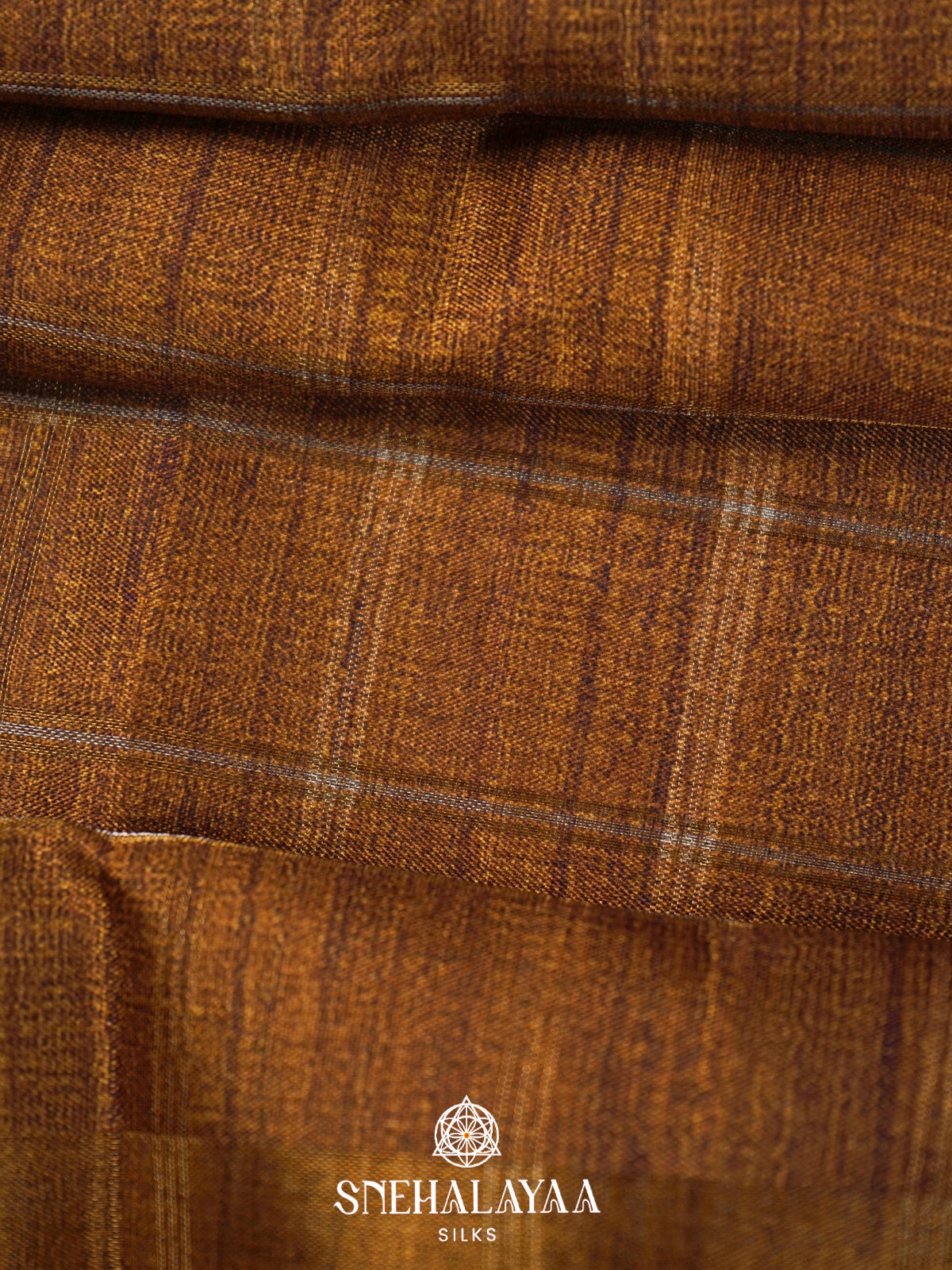 Brunt Orange  Tussar Saree