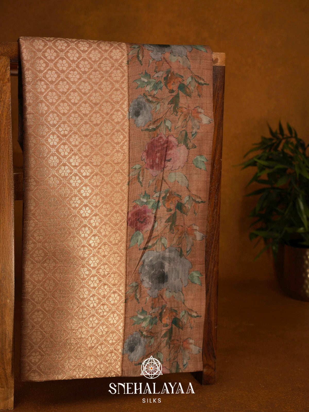 Peach  Tussar Saree