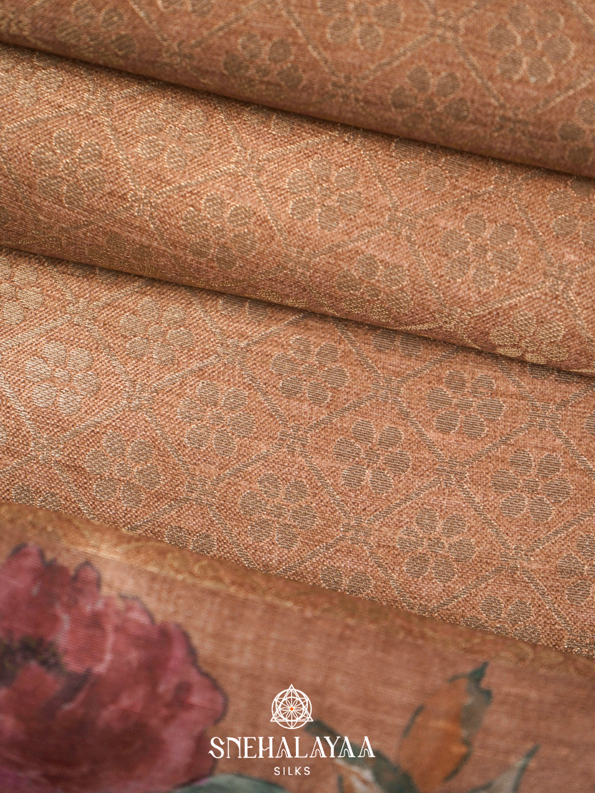 Peach  Tussar Saree