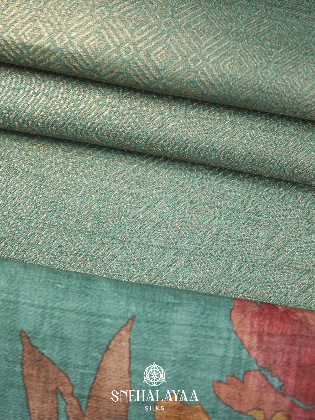 Teal Blue  Tussar Saree