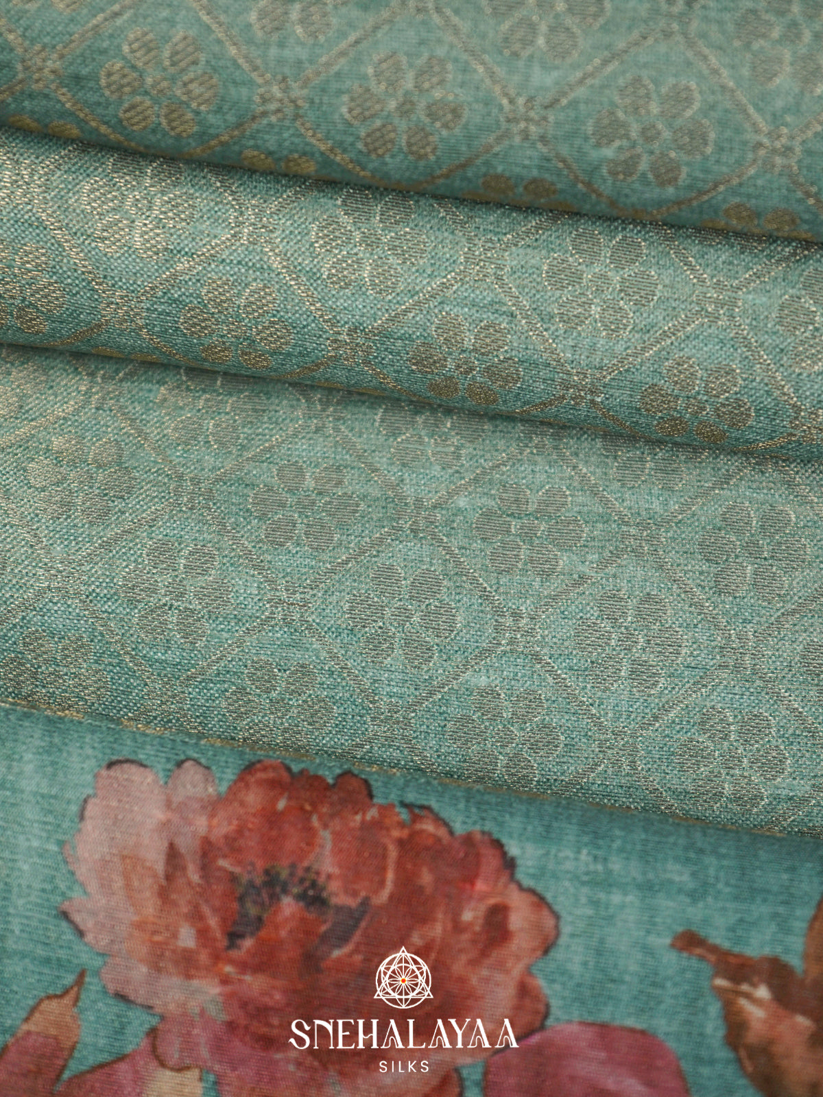 Teal Blue  Tussar Saree