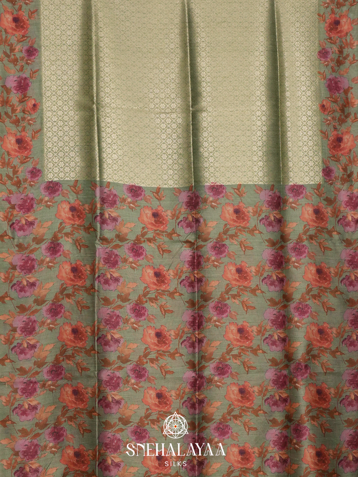Pale Green  Tussar Saree