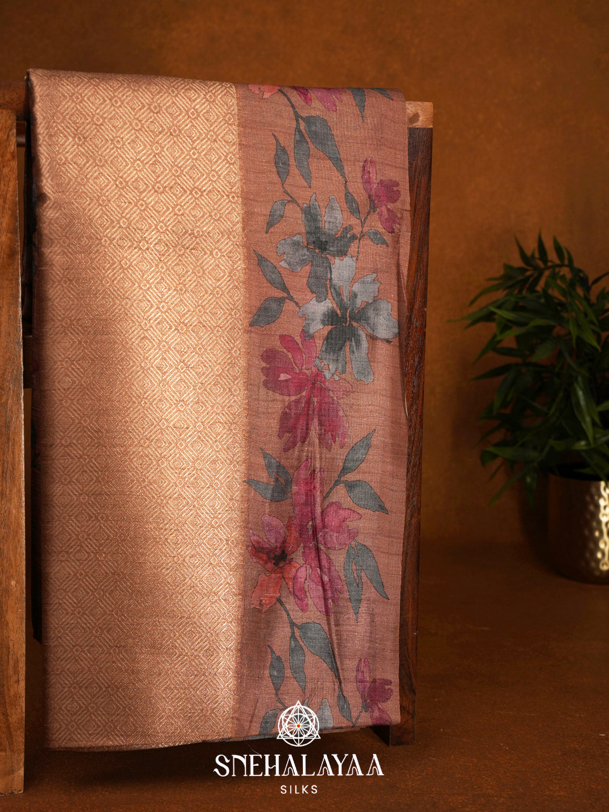 Peach  Tussar Saree