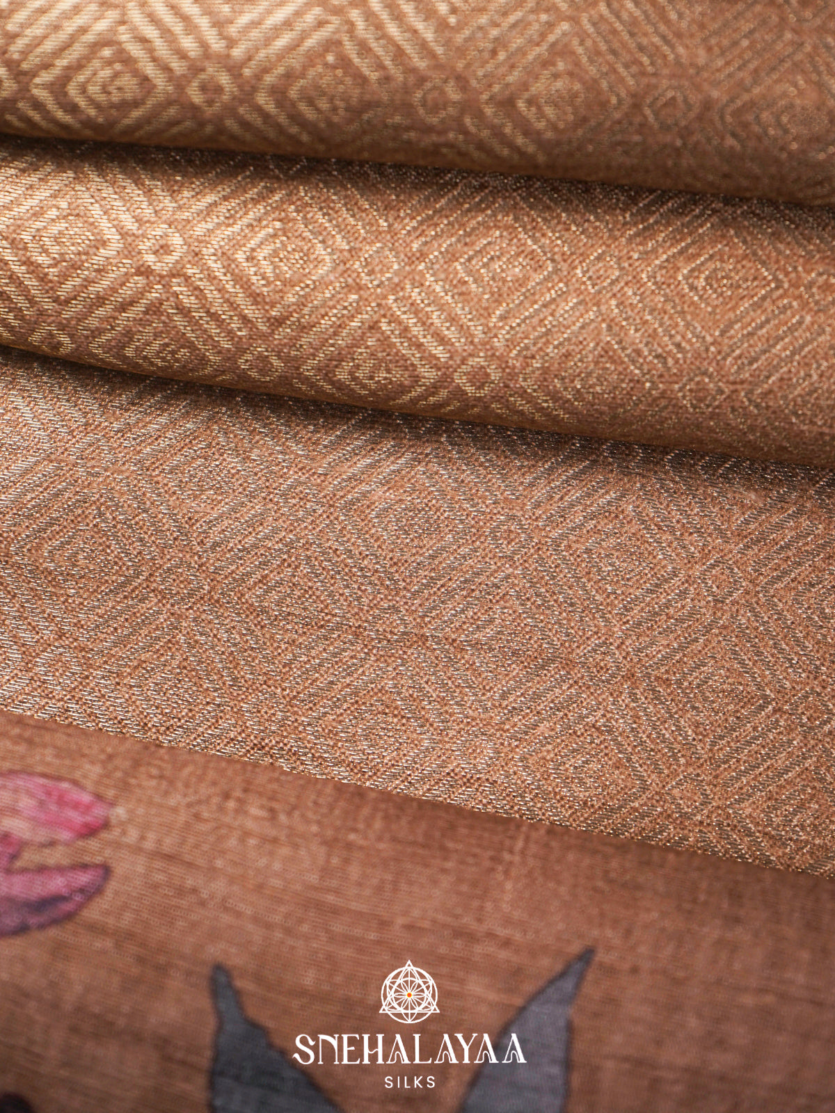Peach  Tussar Saree