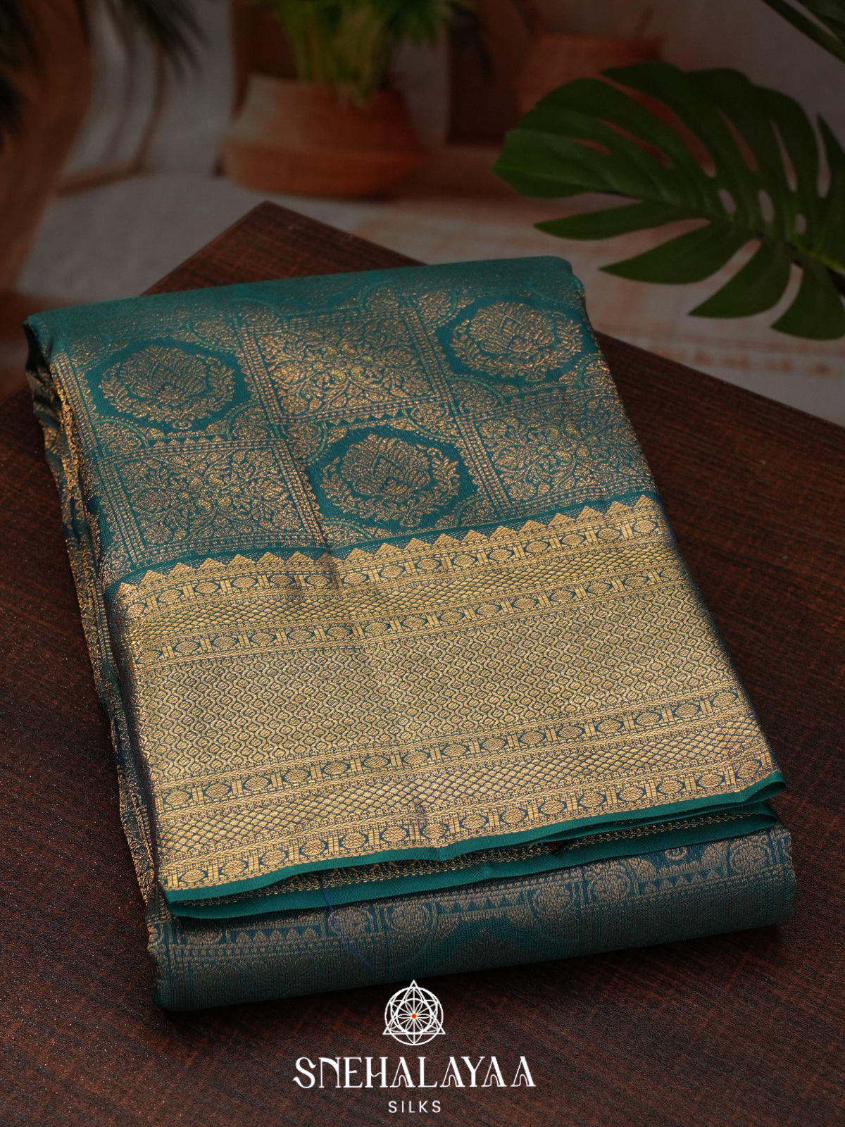 Peacock Blue Kanjivaram Silk Saree