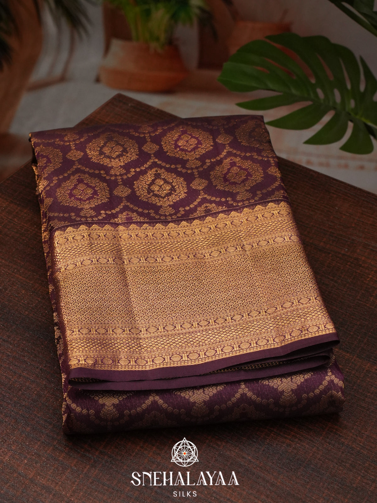 Wine Kanjivaram Silk Saree