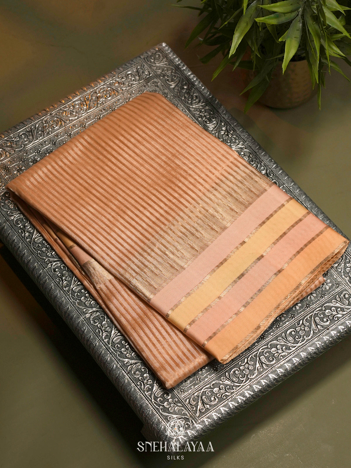 Peach Organza Saree