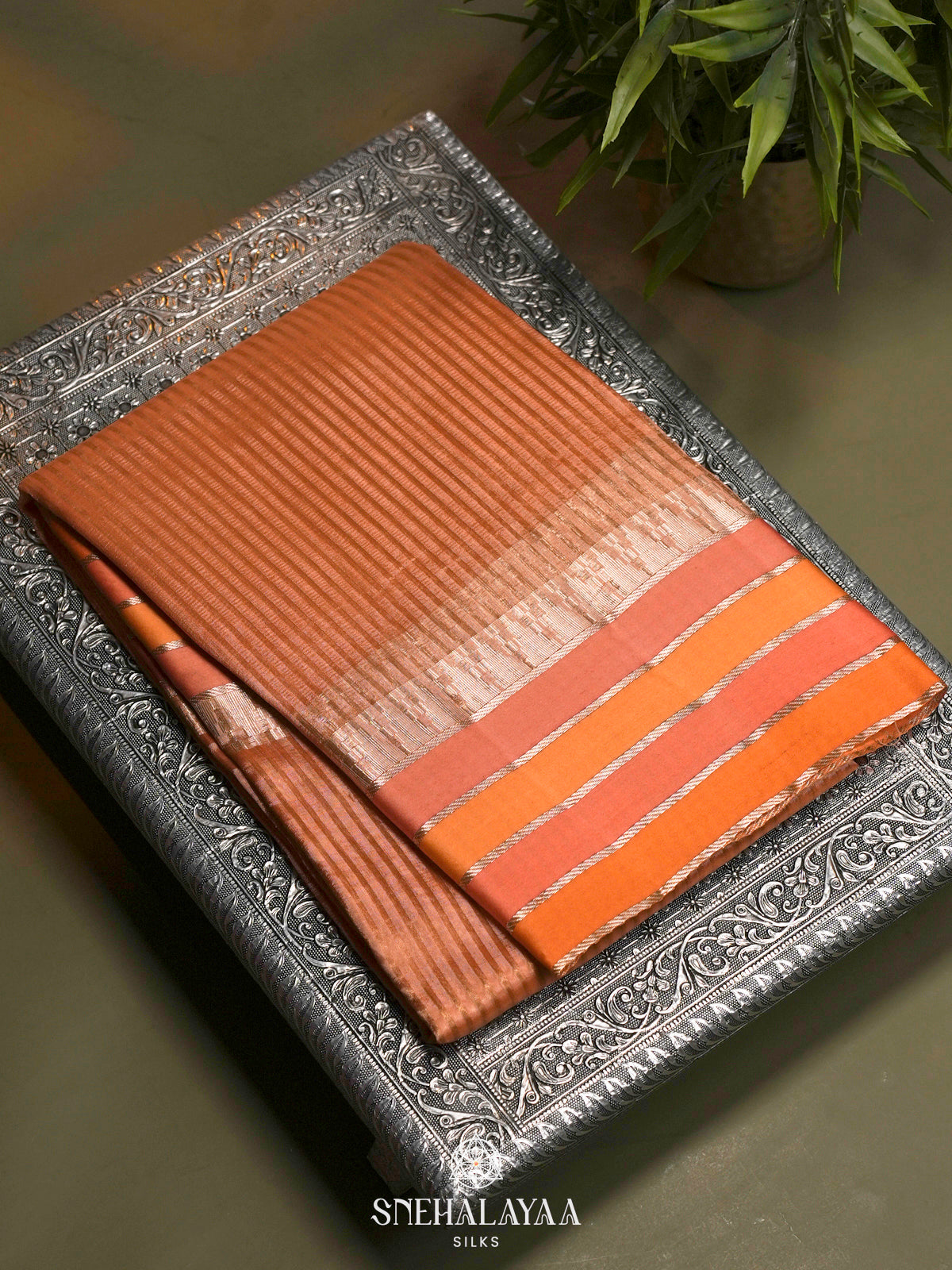 Peach Organza Saree