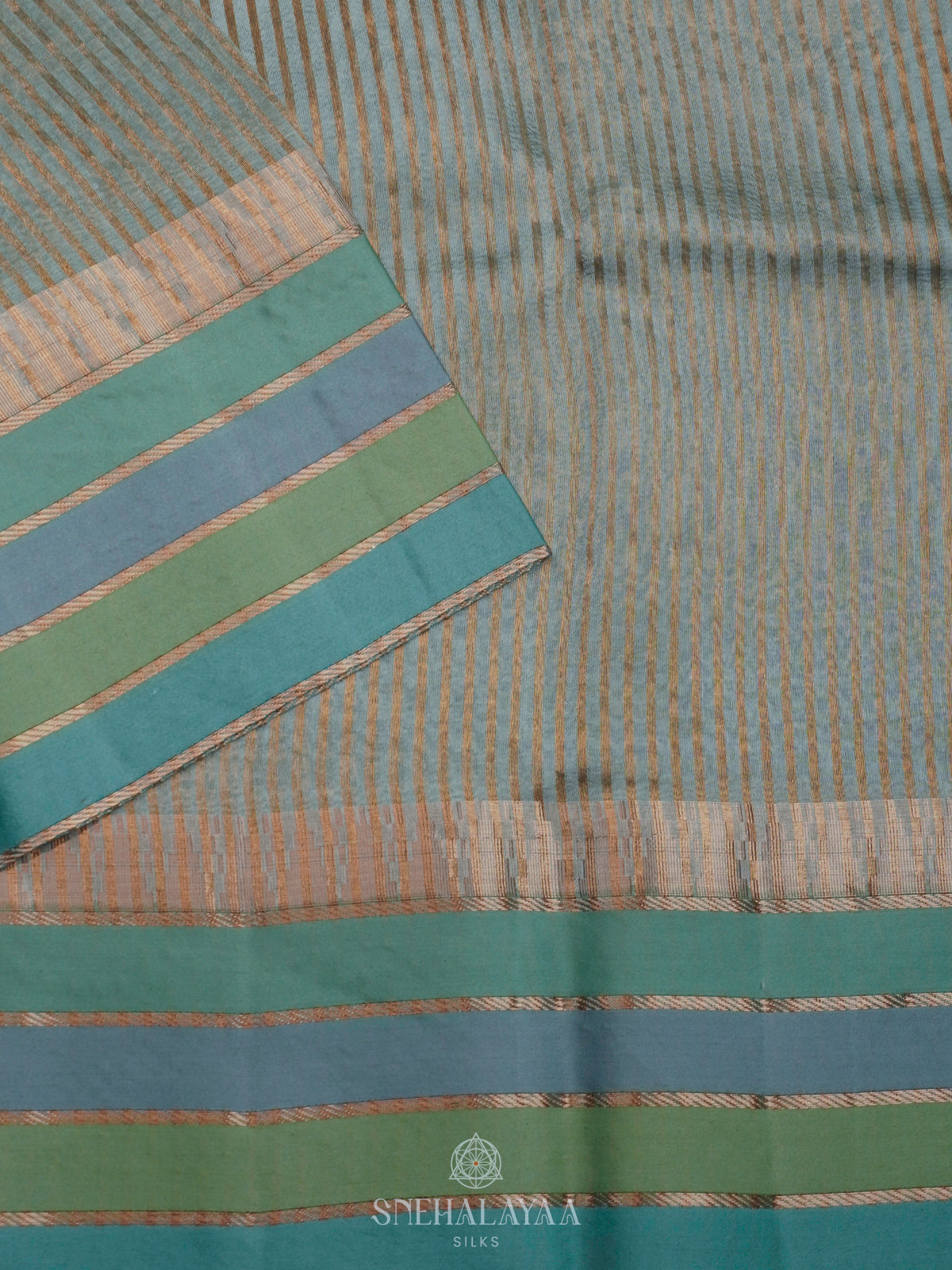 Teal Blue Organza Saree
