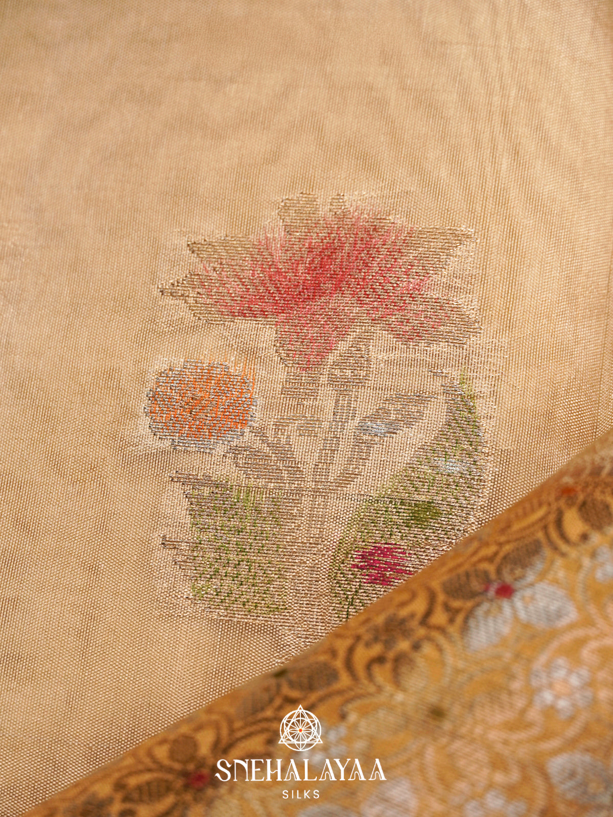 Cream Banaras Raw Silk Saree