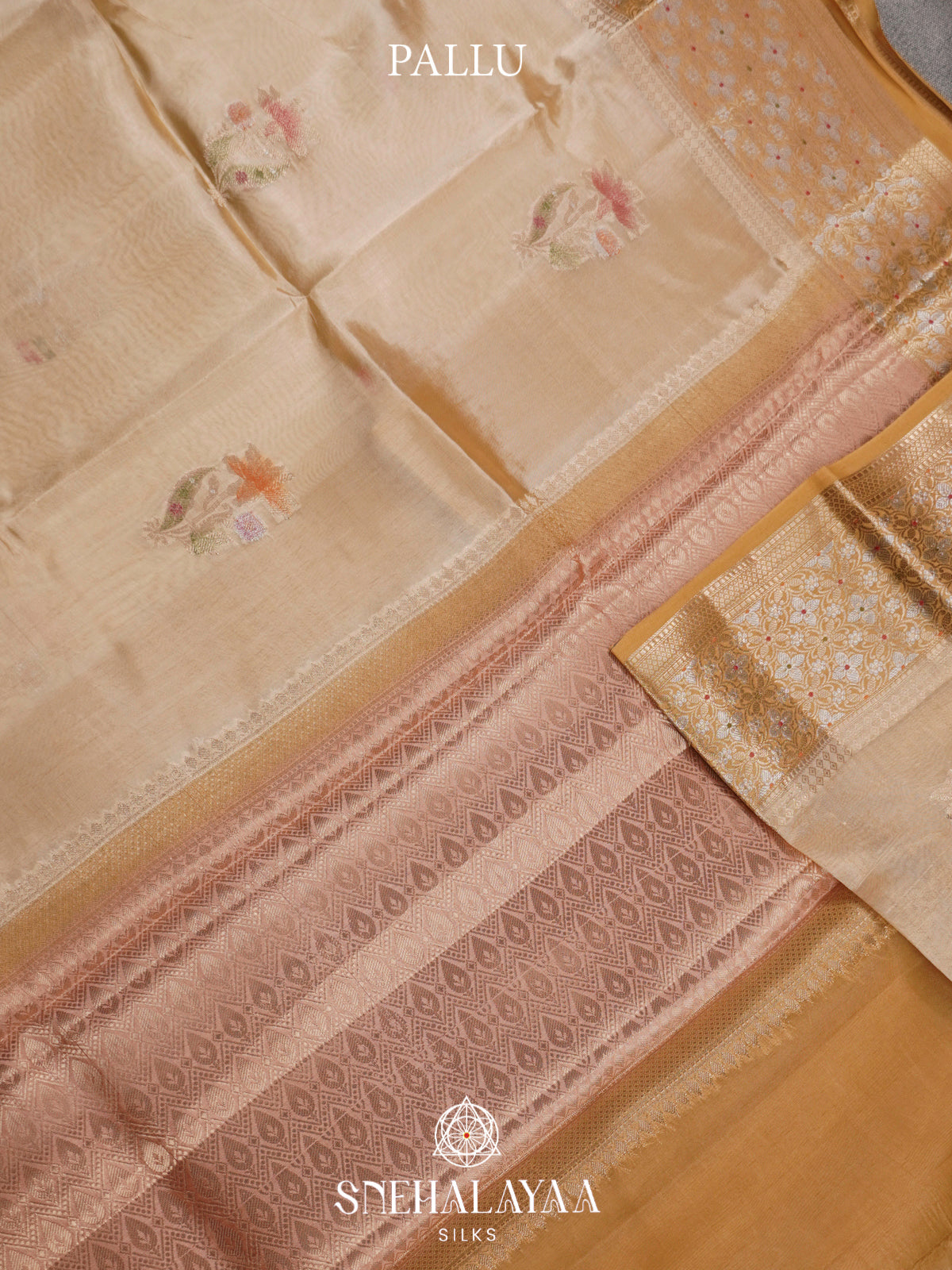 Cream Banaras Raw Silk Saree