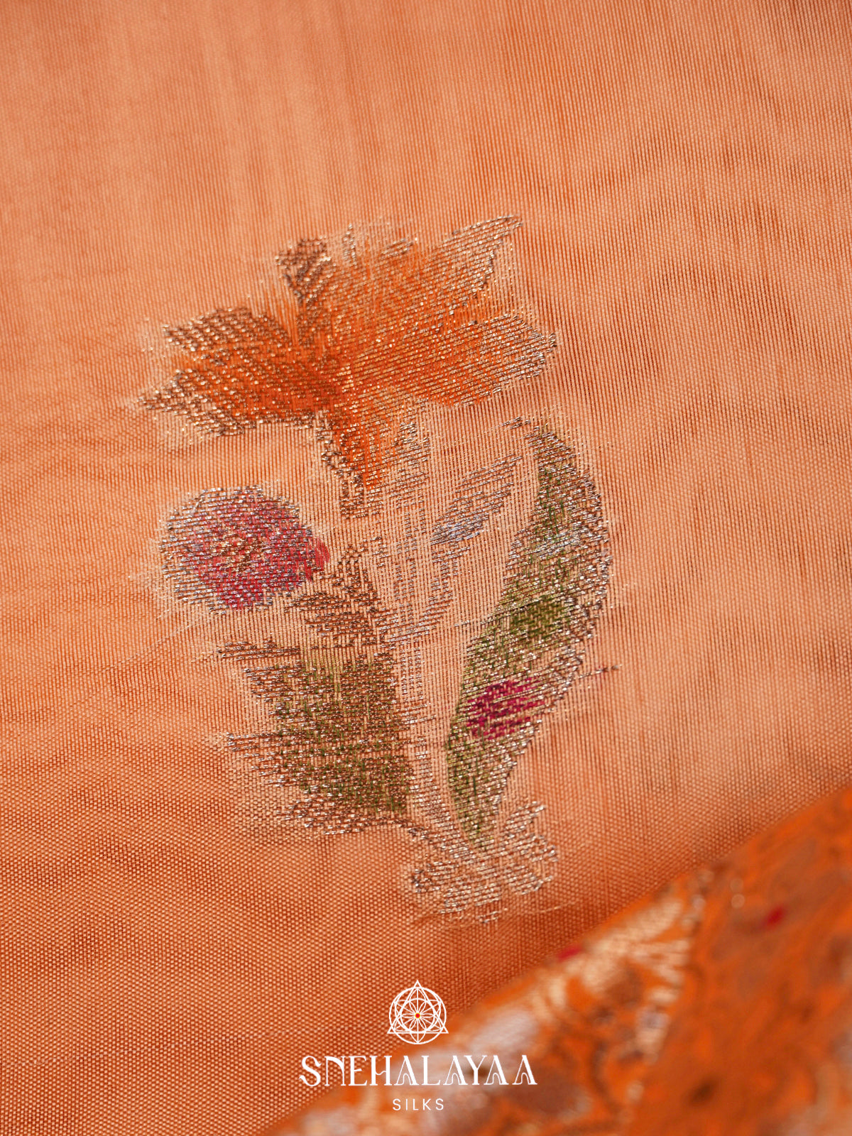 Pale Peach Banaras Raw Silk Saree
