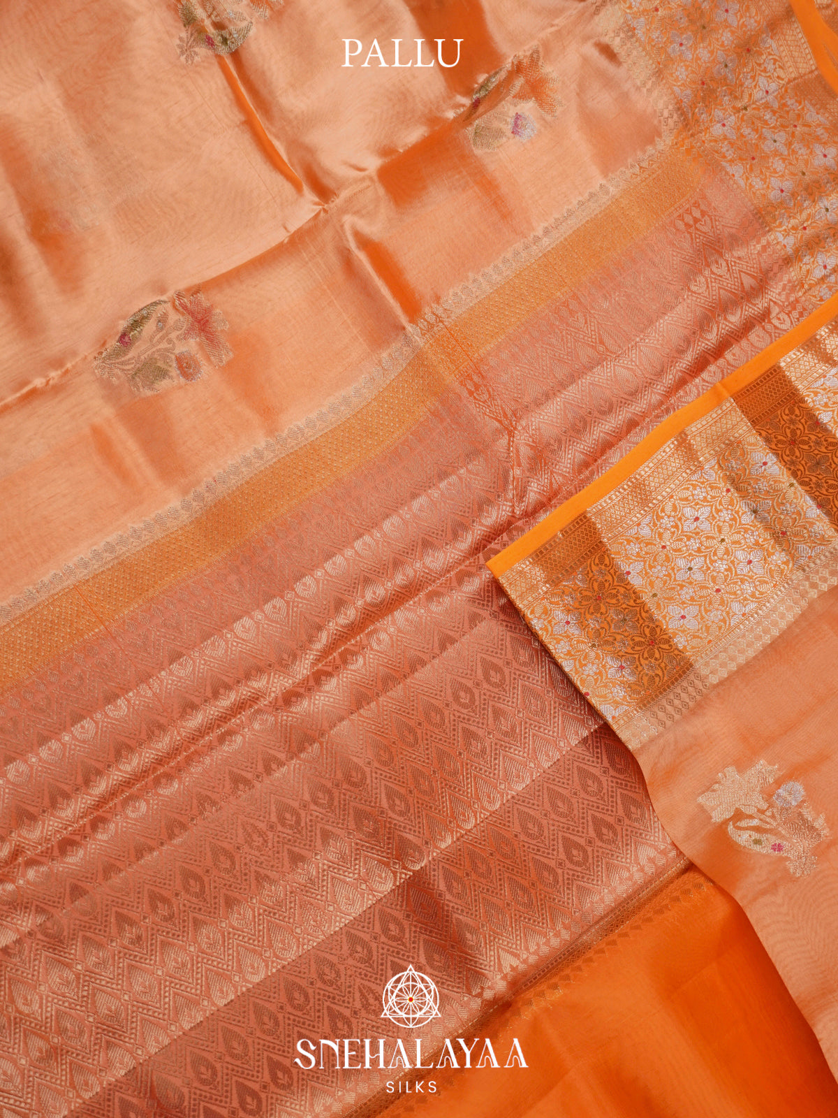 Pale Peach Banaras Raw Silk Saree