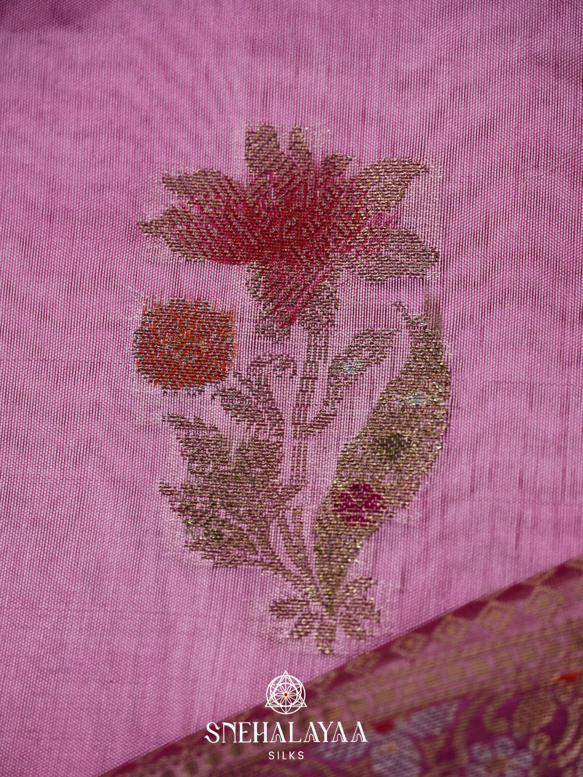 Lavender Banaras Raw Silk Saree