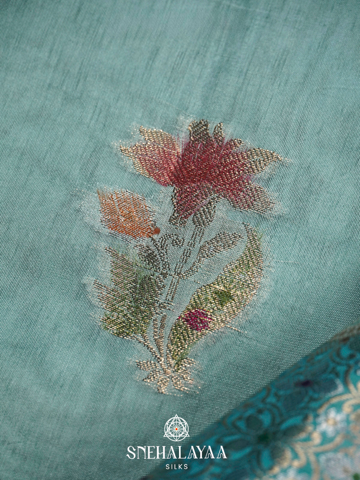 Blue Banaras Raw Silk Saree