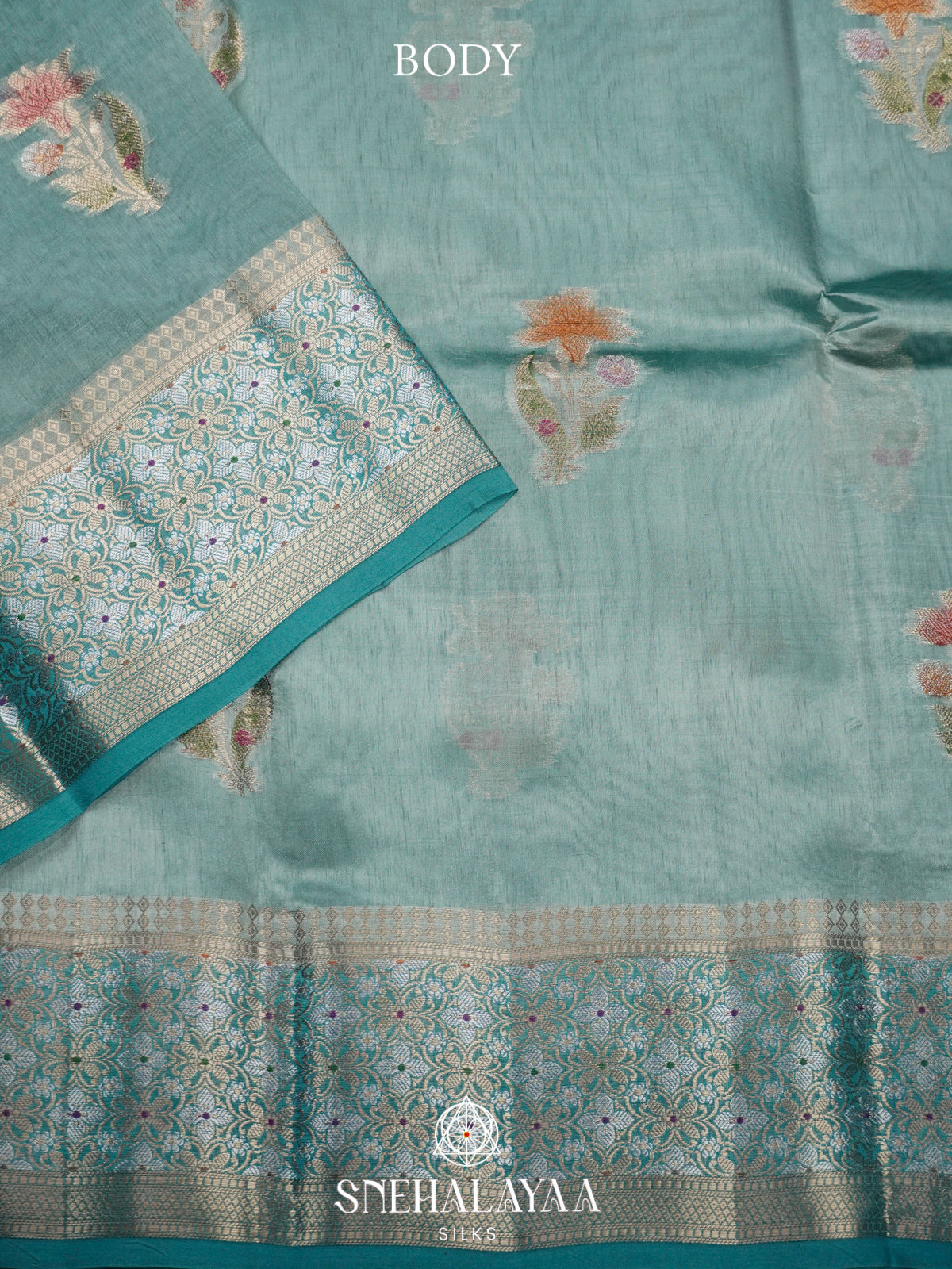 Blue Banaras Raw Silk Saree