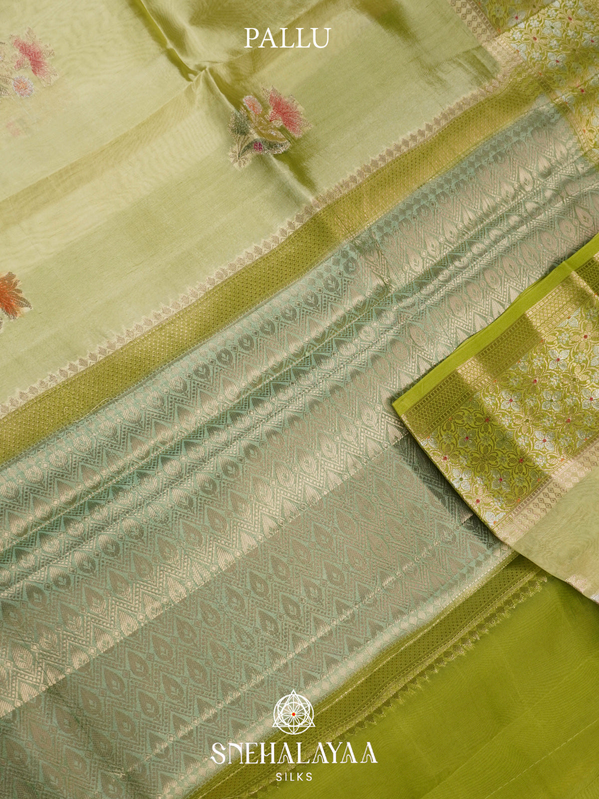 Pista Green Banaras Raw Silk Saree
