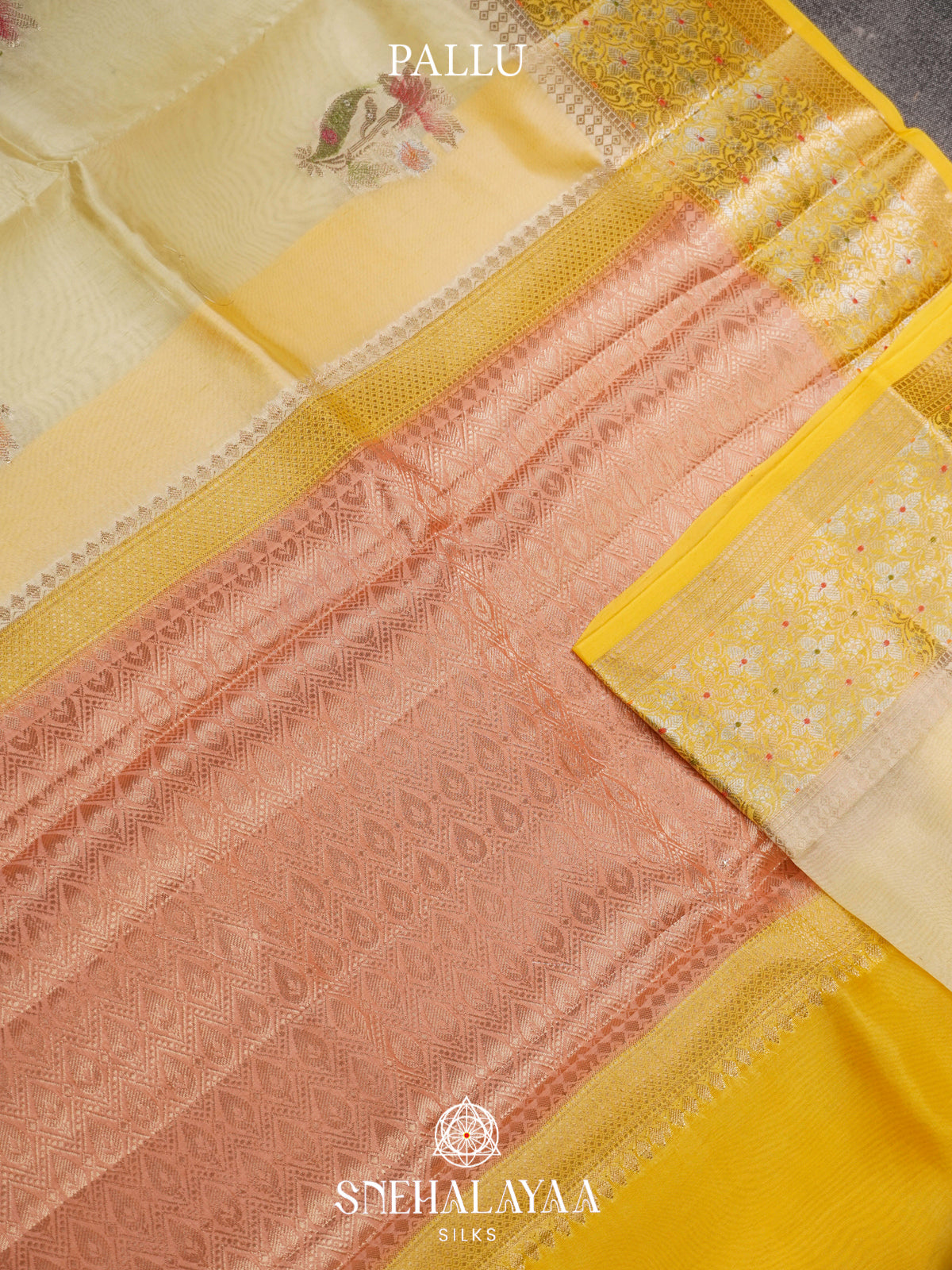 Pale Yellow Banaras Raw Silk Saree