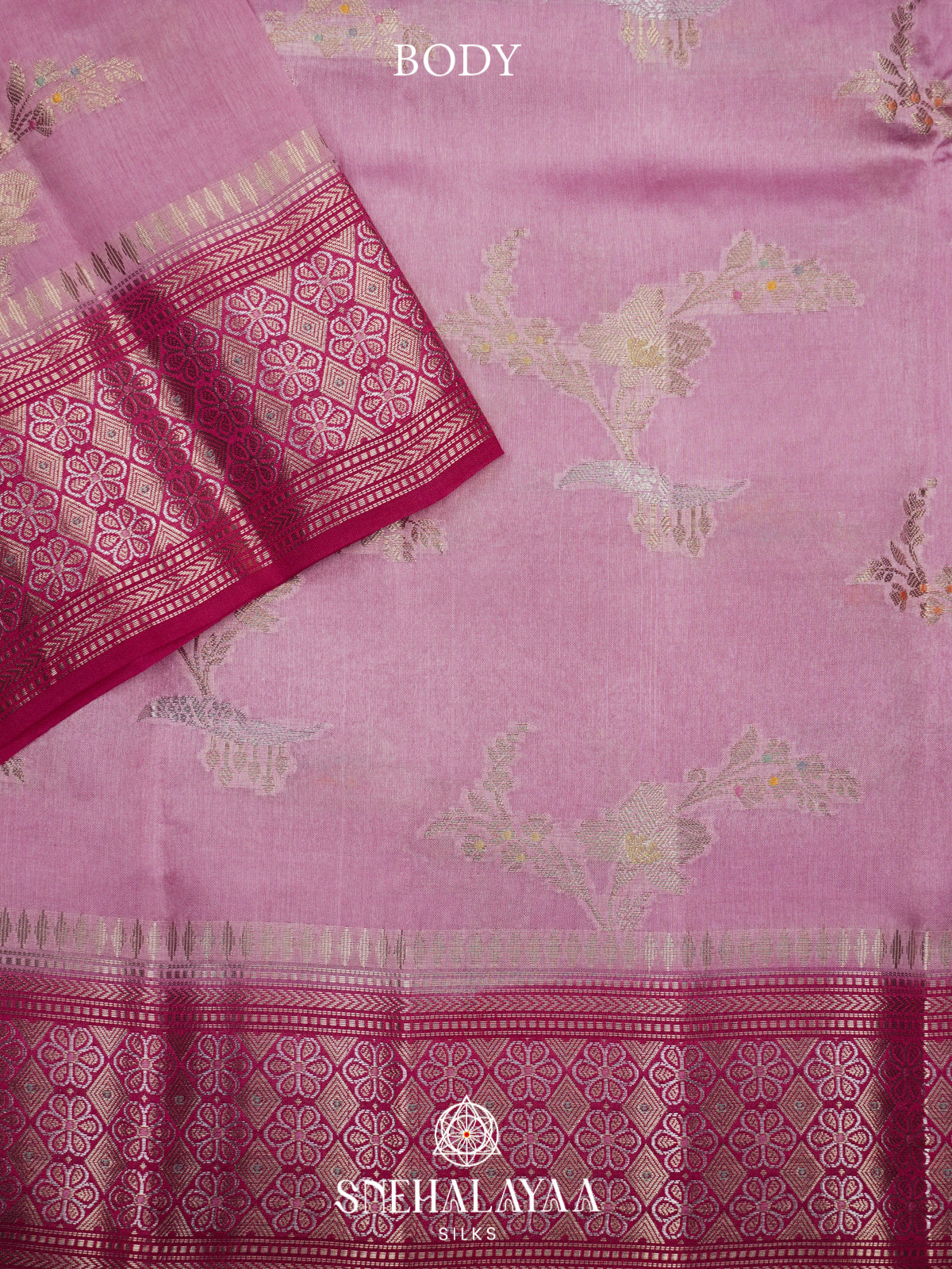 Pink Banaras Raw Silk Saree