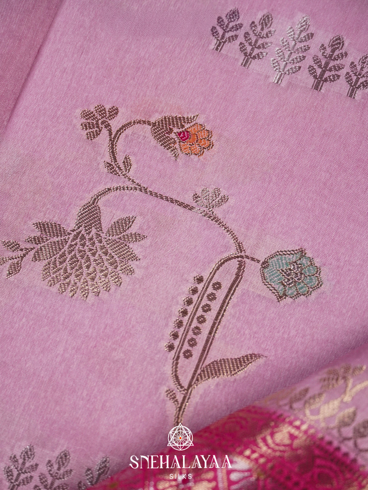 Pink Banaras Raw Silk Saree