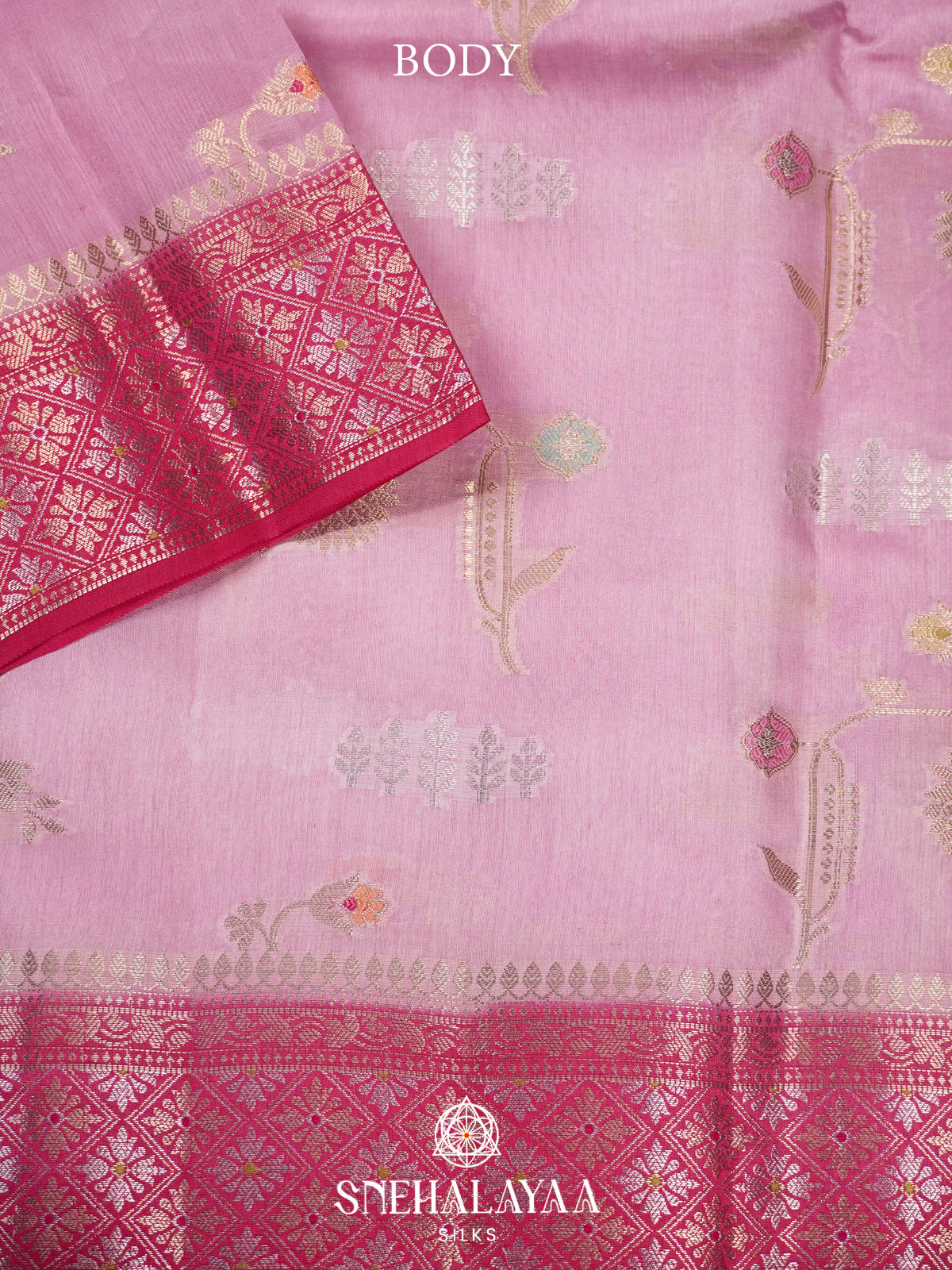 Pink Banaras Raw Silk Saree