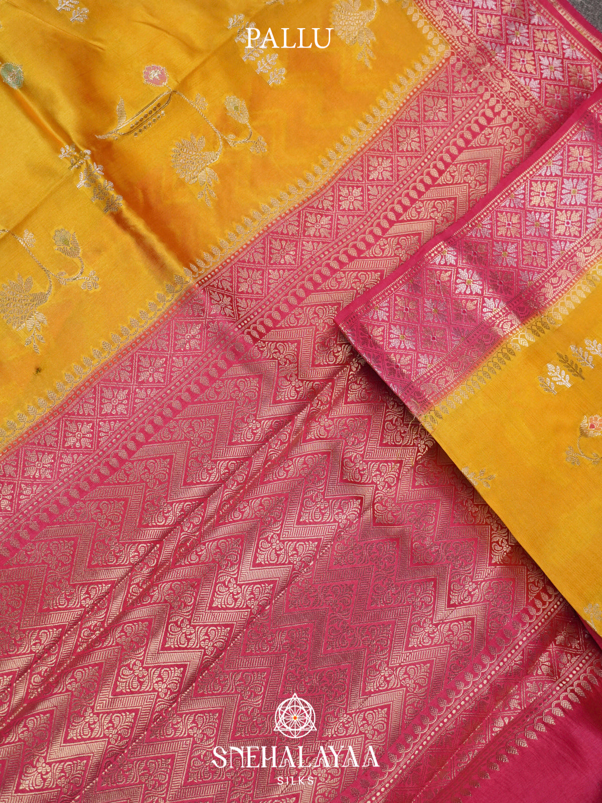 Mango Yellow Banaras Raw Silk Saree