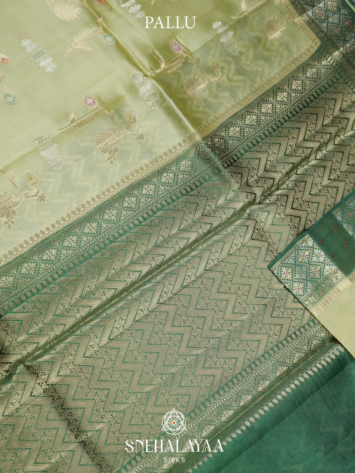 Pista Green Banaras Raw Silk Saree