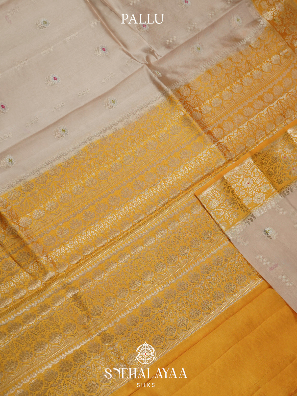 Cream Banaras Raw Silk Saree