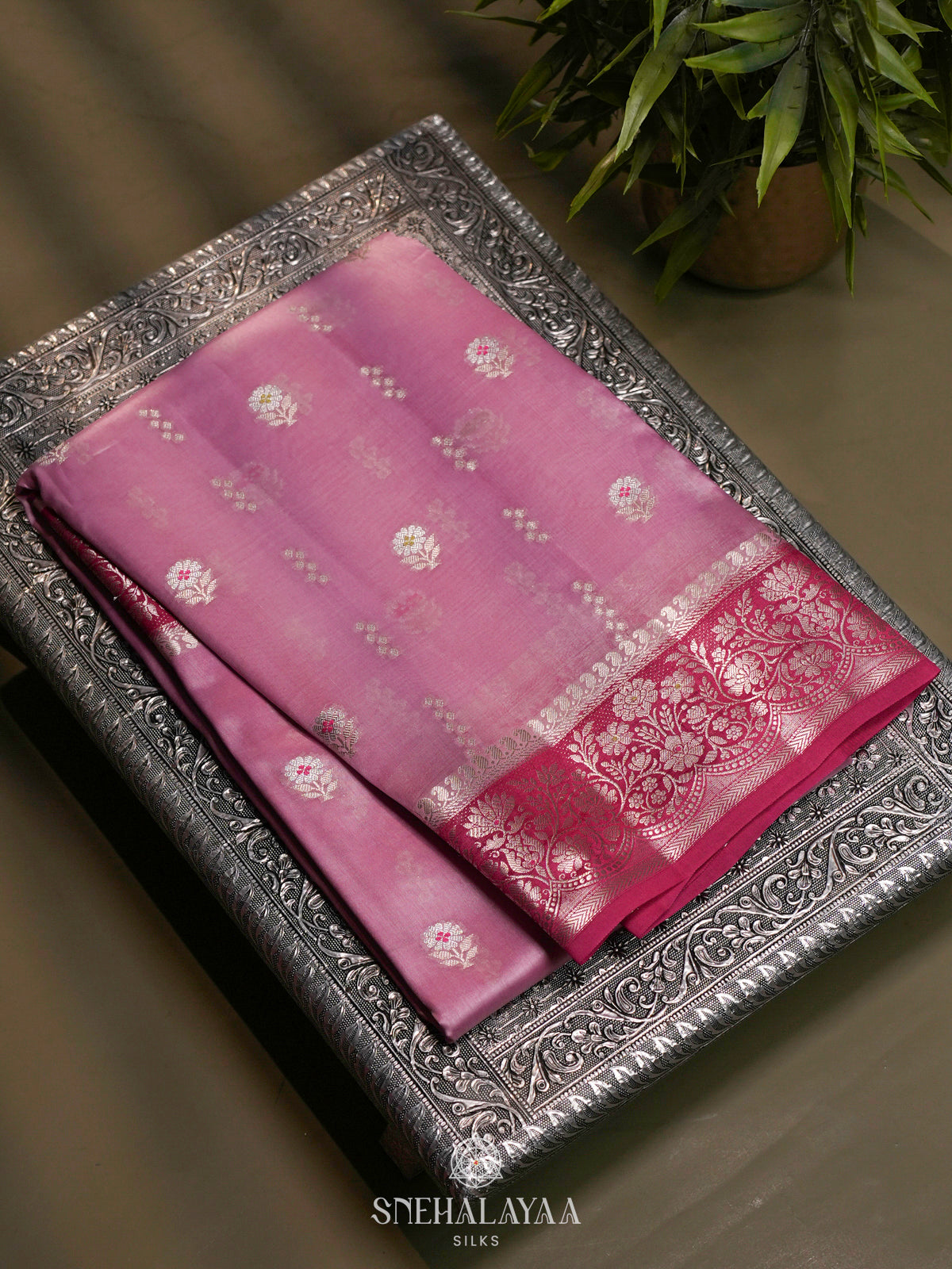 Pink Banaras Raw Silk Saree