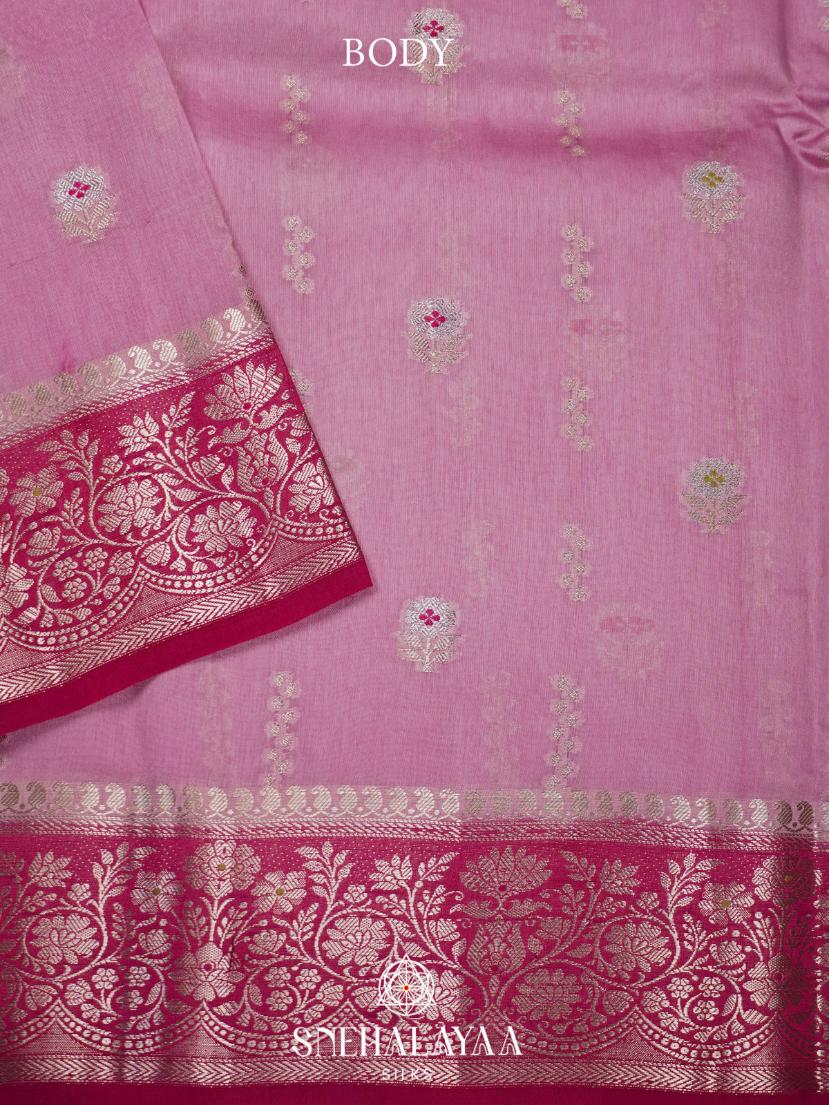 Pink Banaras Raw Silk Saree