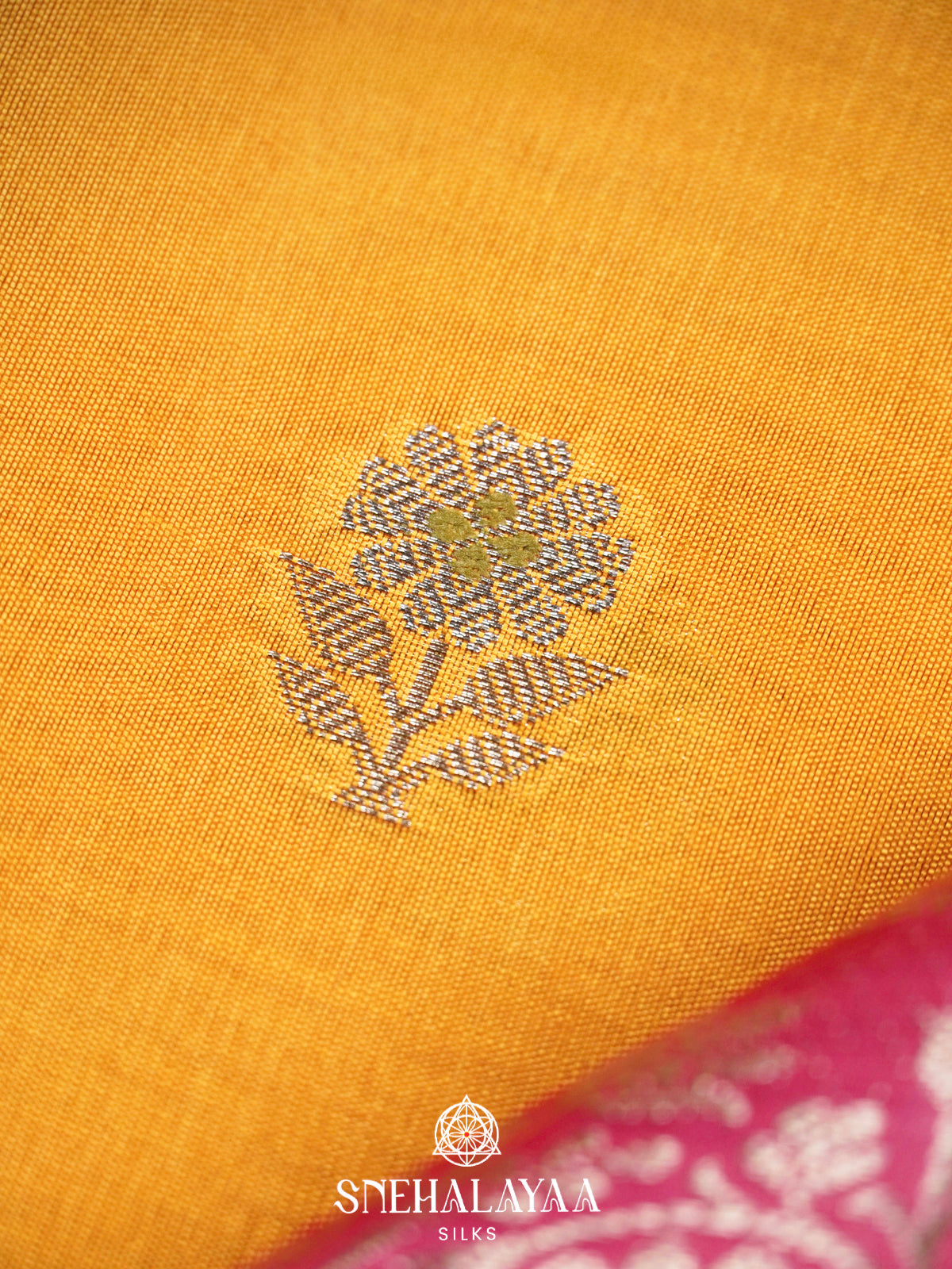 Mango Yellow Banaras Raw Silk Saree