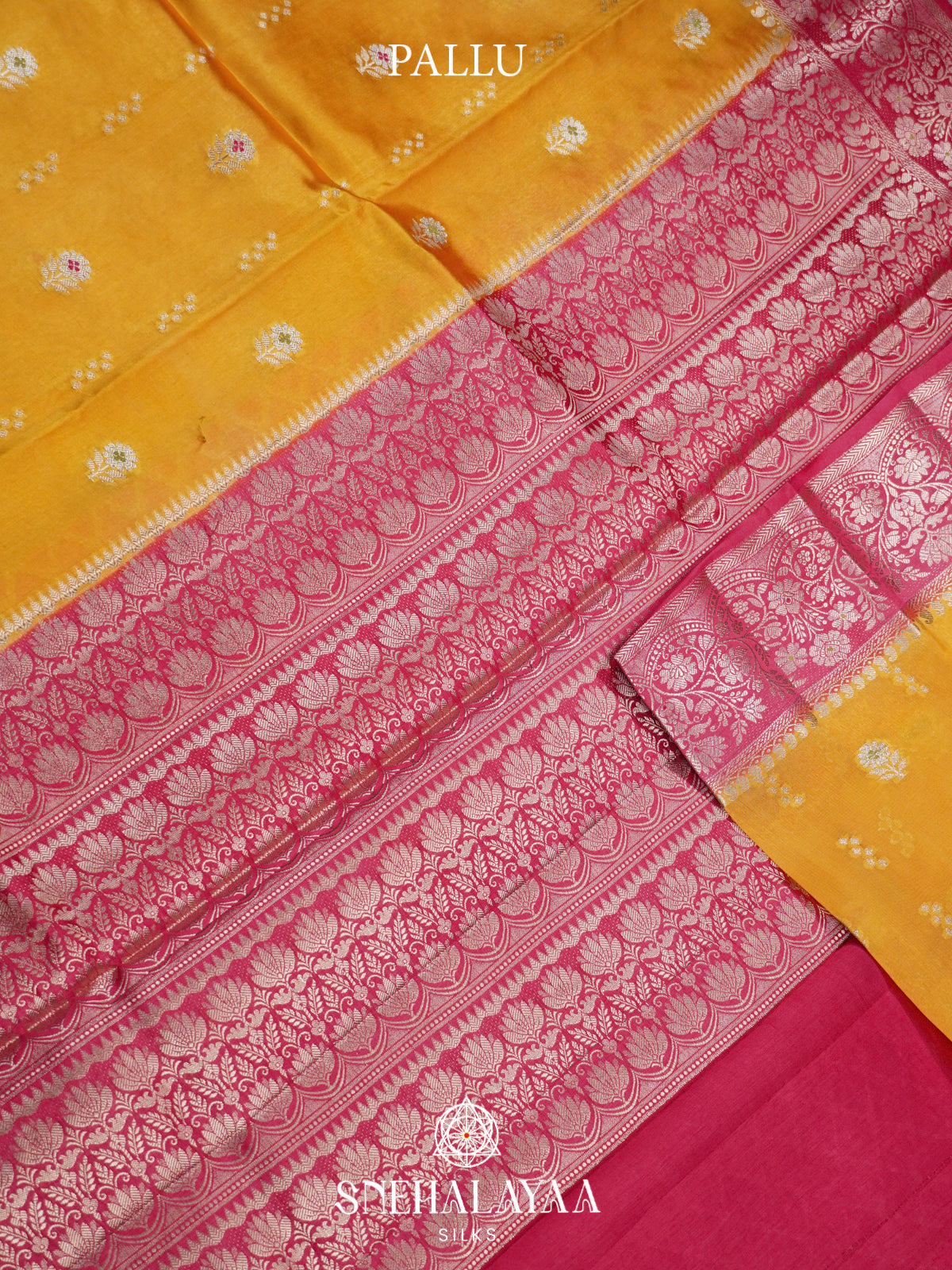 Mango Yellow Banaras Raw Silk Saree