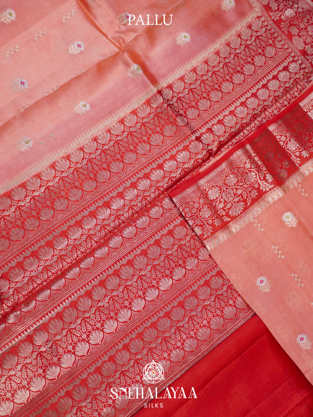 Peach Banaras Raw Silk Saree
