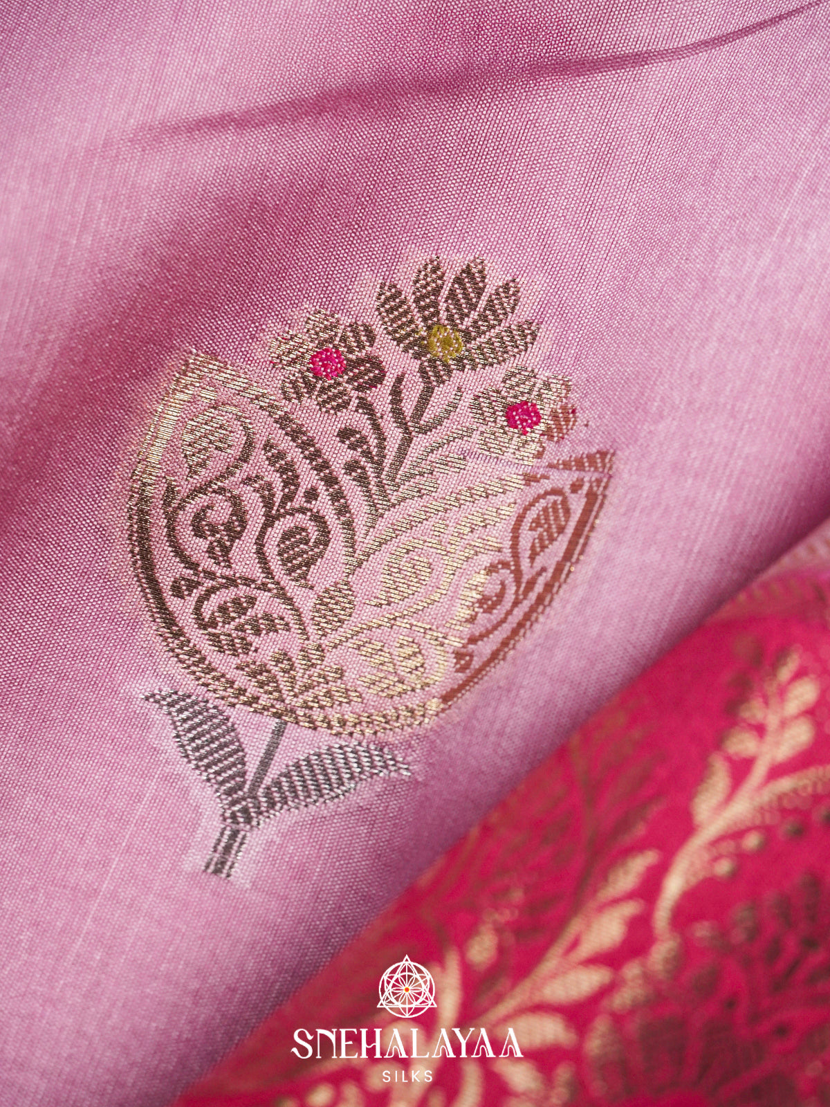 Pink Banaras Raw Silk Saree