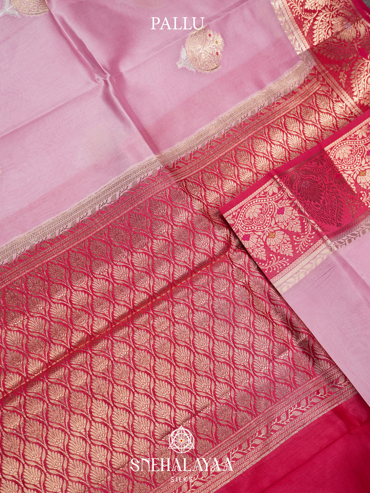 Pink Banaras Raw Silk Saree