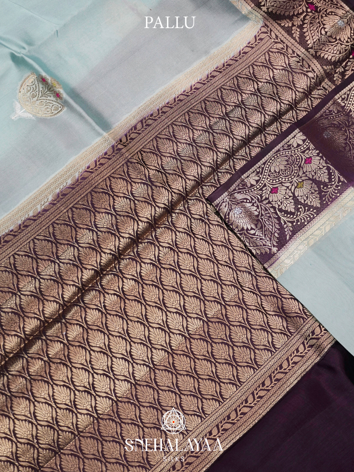 Pale Blue Banaras Raw Silk Saree