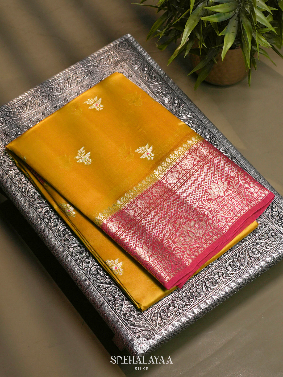Yellow Banaras Raw Silk Saree