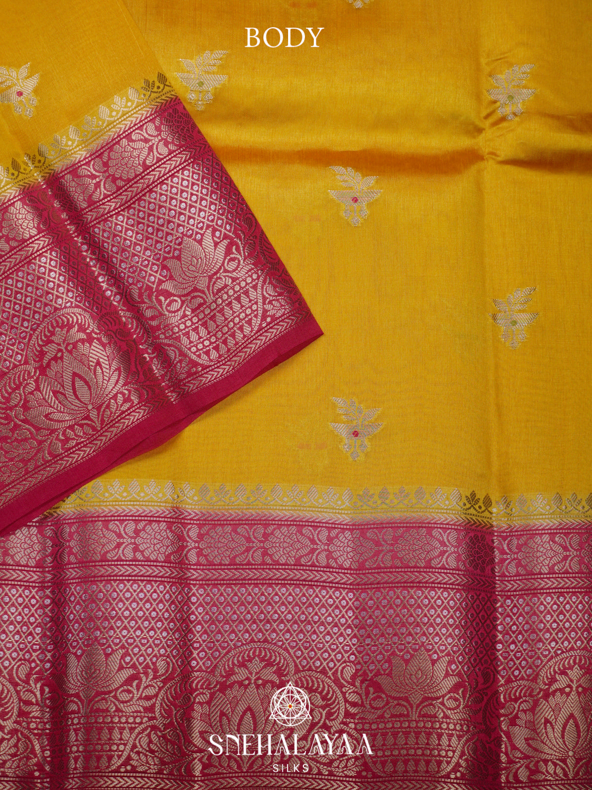 Yellow Banaras Raw Silk Saree