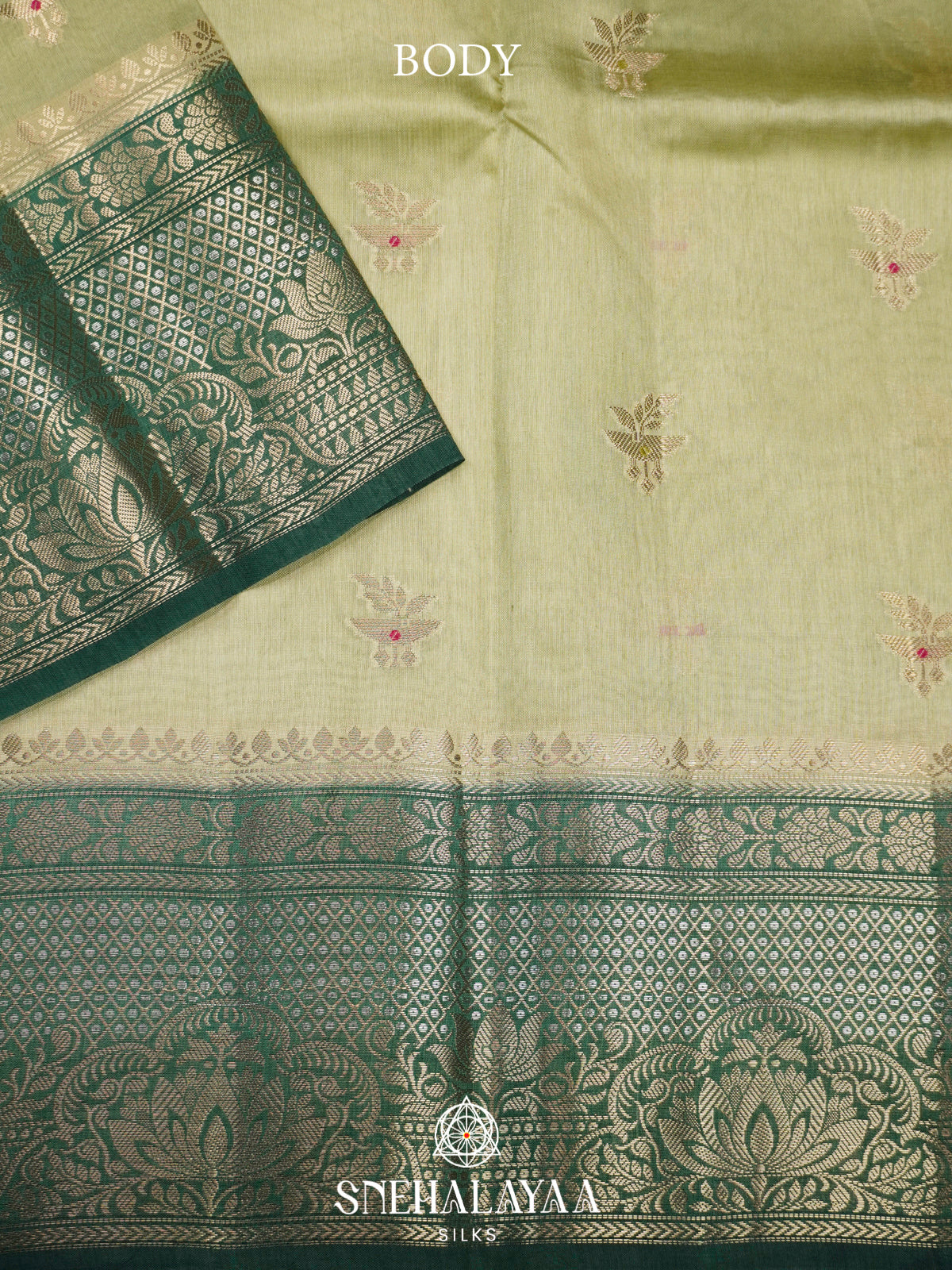Pista Green Banaras Raw Silk Saree