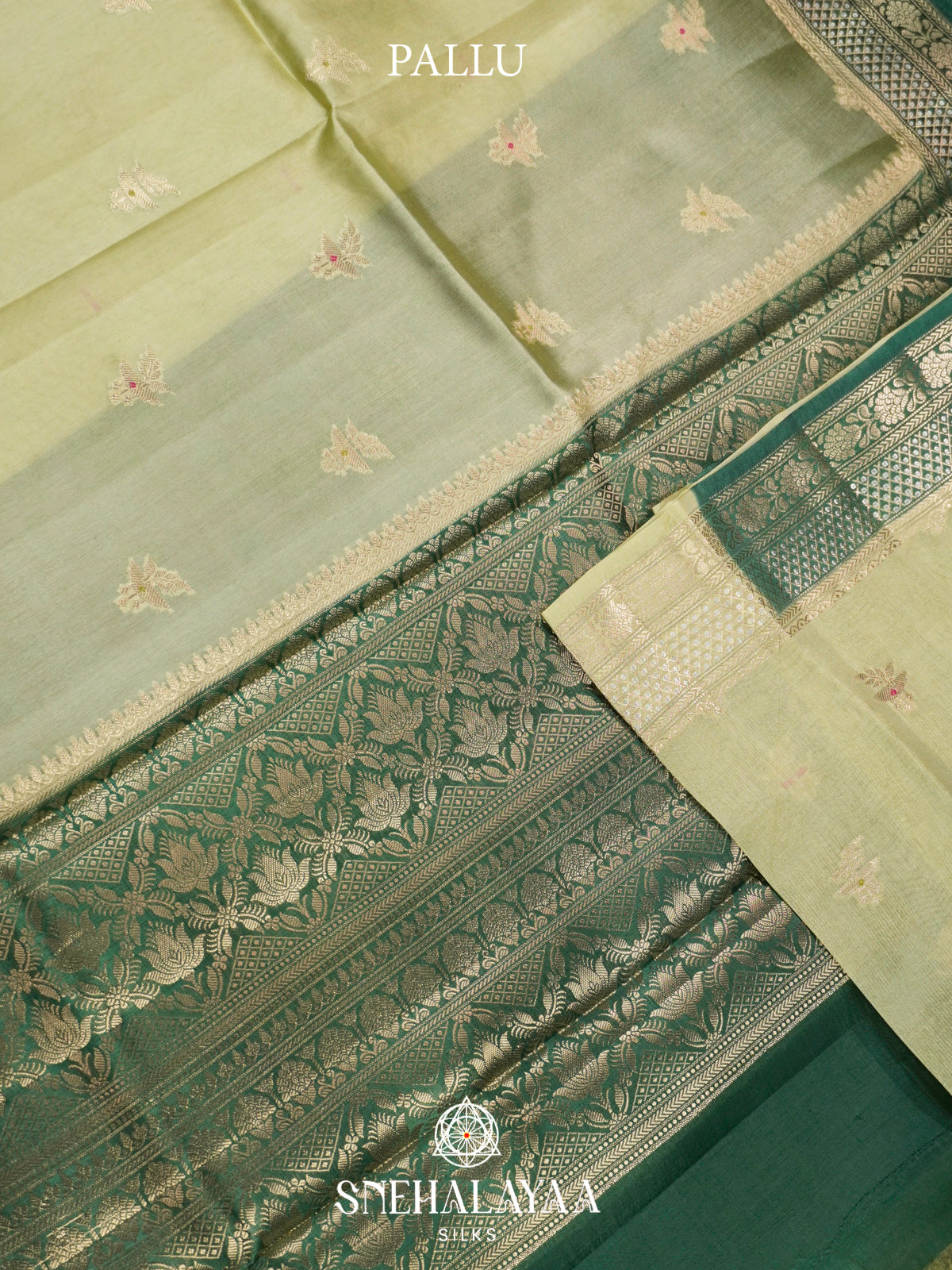 Pista Green Banaras Raw Silk Saree